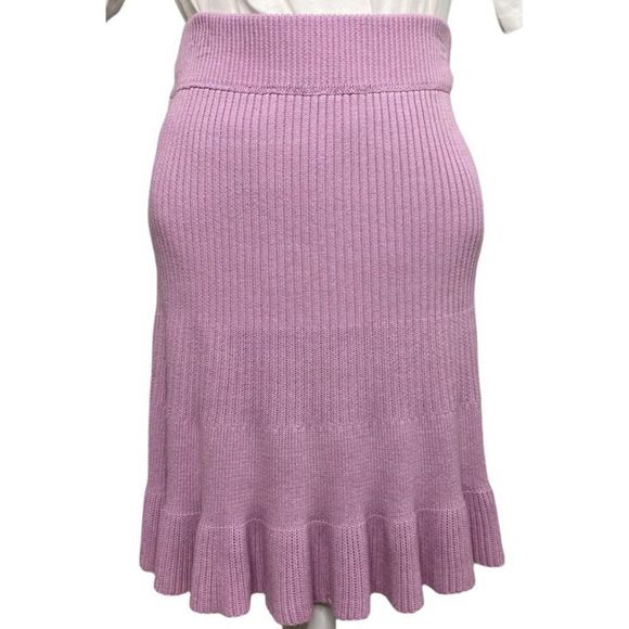 Free‎ People Short Mini Skirt Womens MEDIUM Lilac Purple Rib Stretchy Flare NEW - Picture 1 of 10